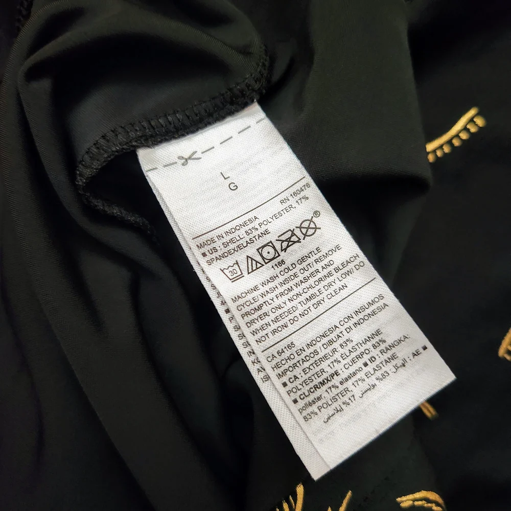 Old Navy Youth Large rashguard swim shirt. Black & Gold palm tree print